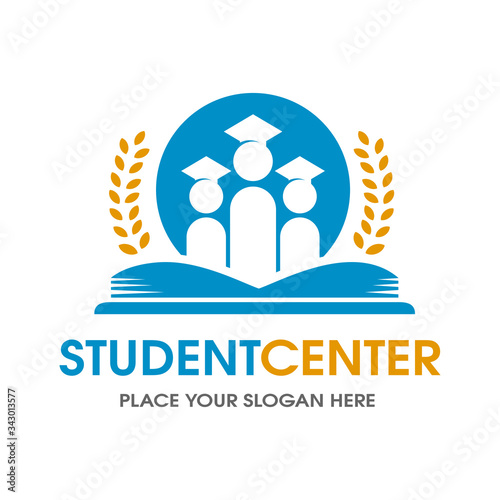 Student center vector logo template. This design use hat symbol. Suitable for education.