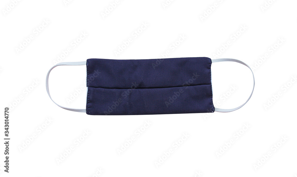 Dark blue fabric mask isolated on background and clipping path
