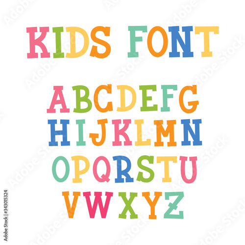 Colorful Kids Capital Letters Alphabet. Vector illustration
