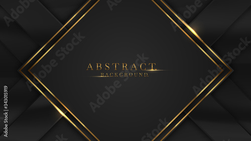Abstract black background with line gold in paper cut style. vector illustration.