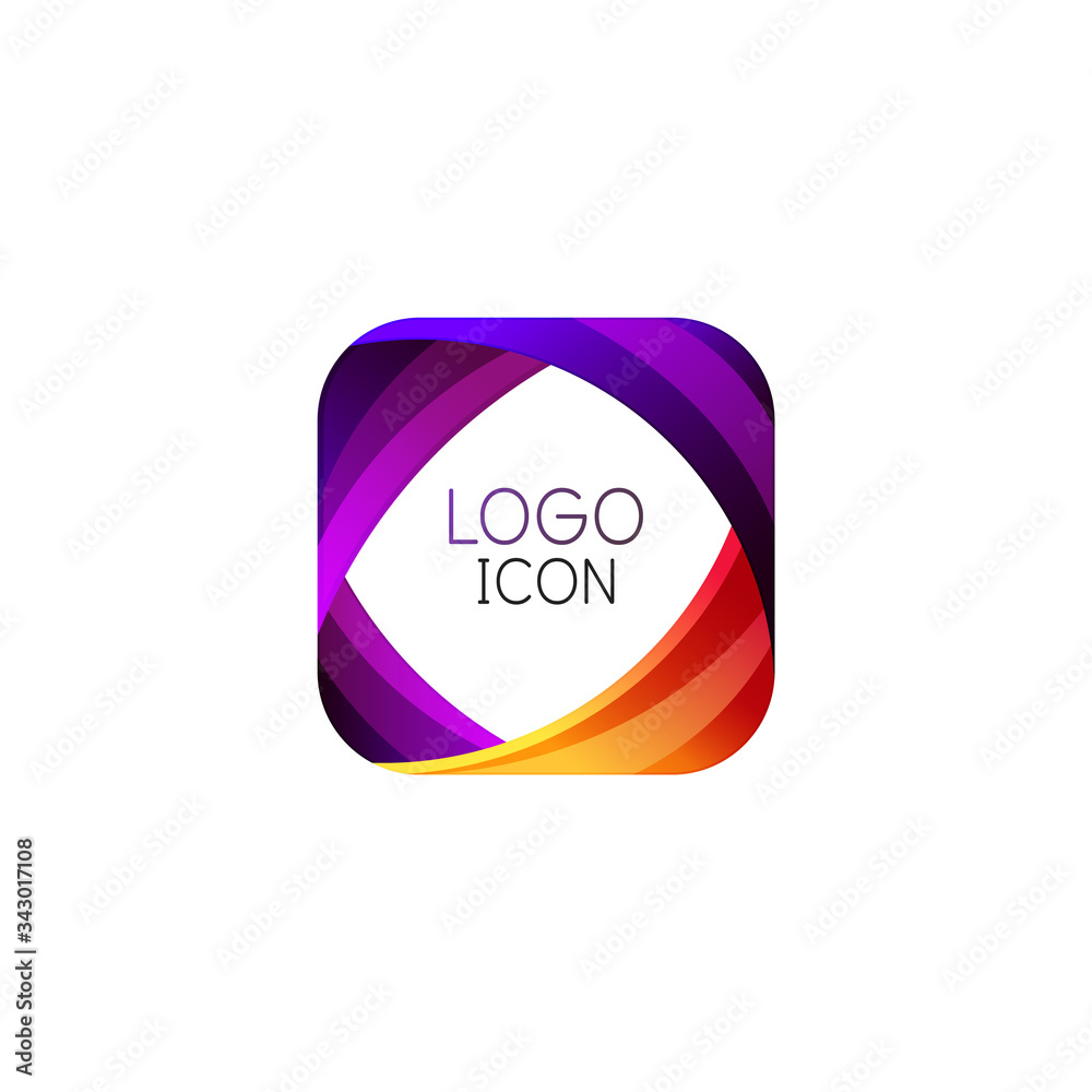 Business trendy geometric square logo design template with bright clean colors