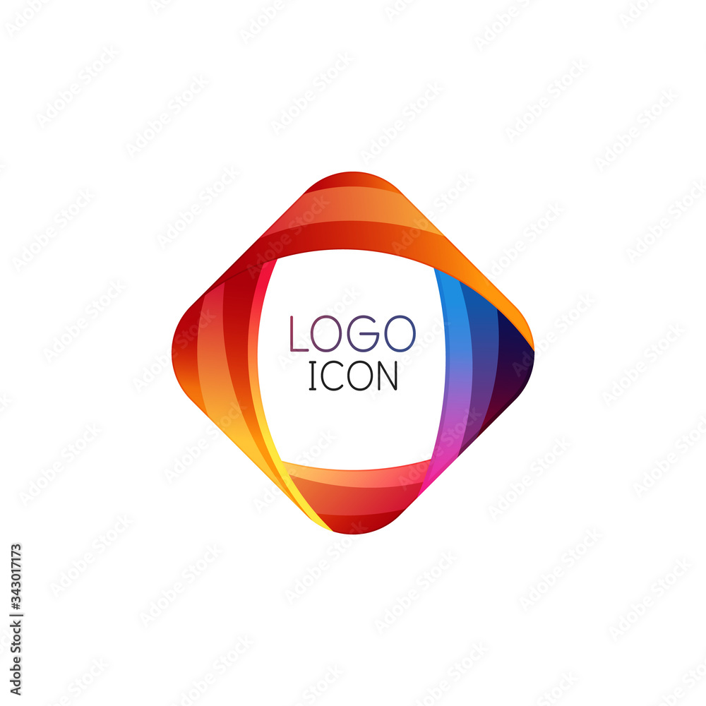 Business trendy geometric square logo design template with bright clean colors