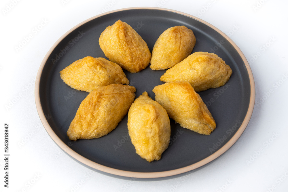Korean style inari sushi which is fried tofu stuffed with rice