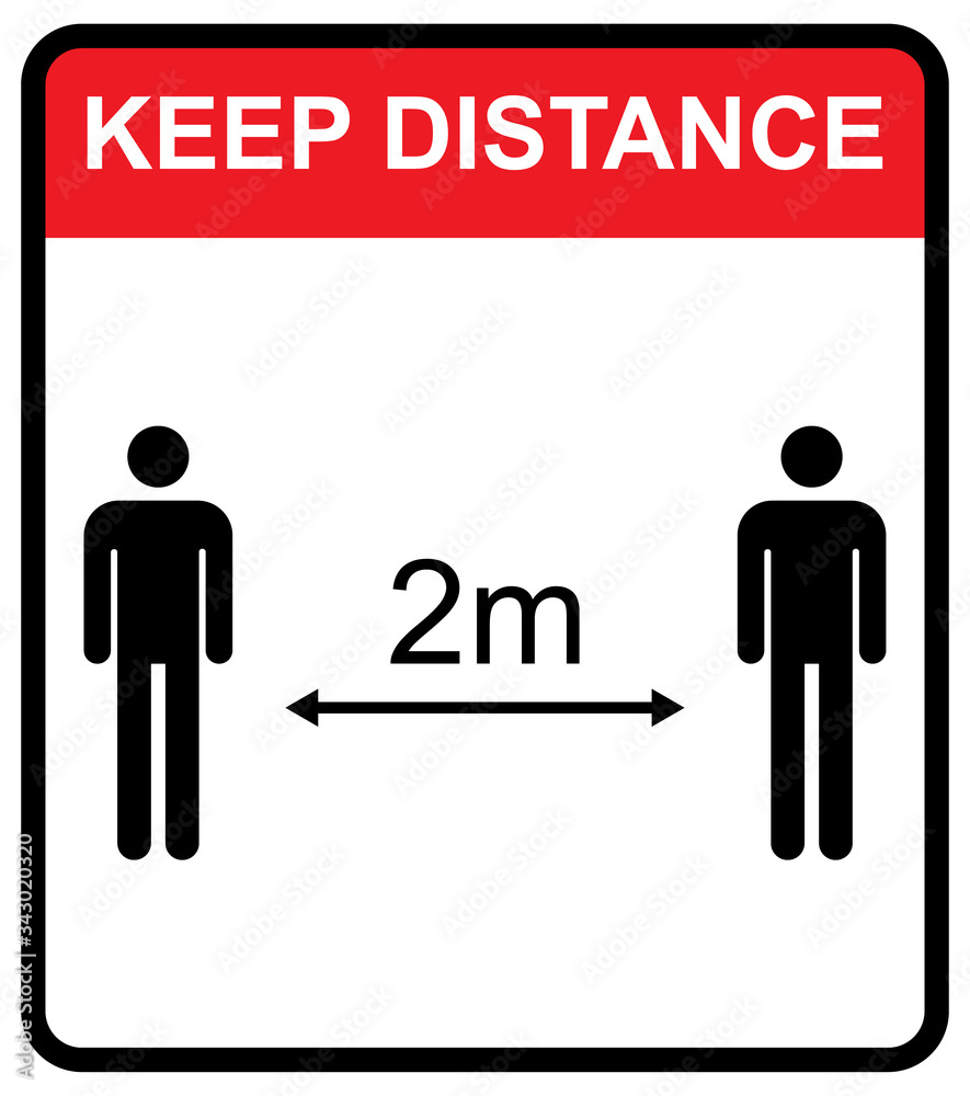 Social distancing icon vector isolated on white background. Covid-19 alert with man sign, vector illustration Social distancing icon vector isolated on white background. Covid-19 alert with man sign, vector illustration