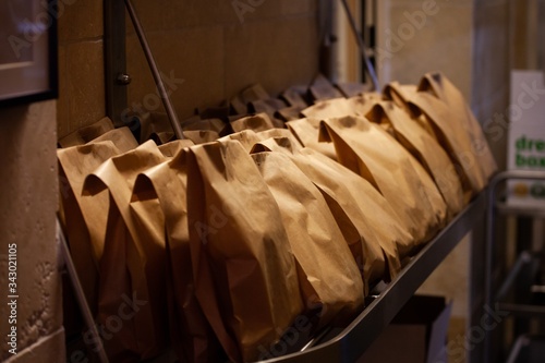 Fototapeta Naklejka Na Ścianę i Meble -  scenes from commercial kitchen preparing food for take away and delivery