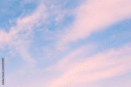 Pink clouds  in  the blue sky