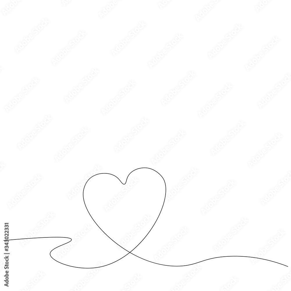 Heart line drawing, valentine day background vector illustration