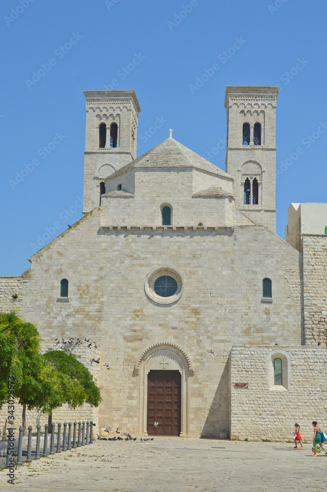 Buildings and cathedral on the sea of Molfetta in Puglia, Italy