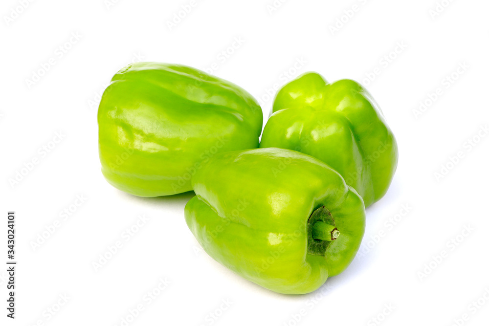 Green sweet pepper isolated on a white background. Organic, raw vegetables isolated Green sweet pepper isolated on a white background. Organic, raw vegetables isolated