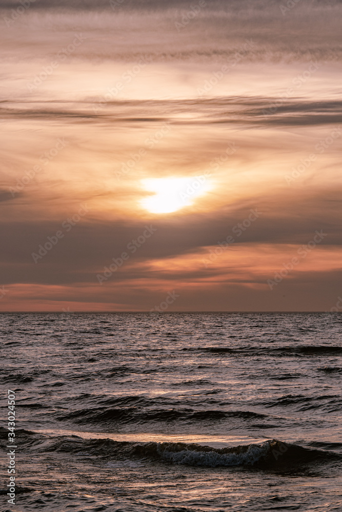 Sunset on lake Ladoga