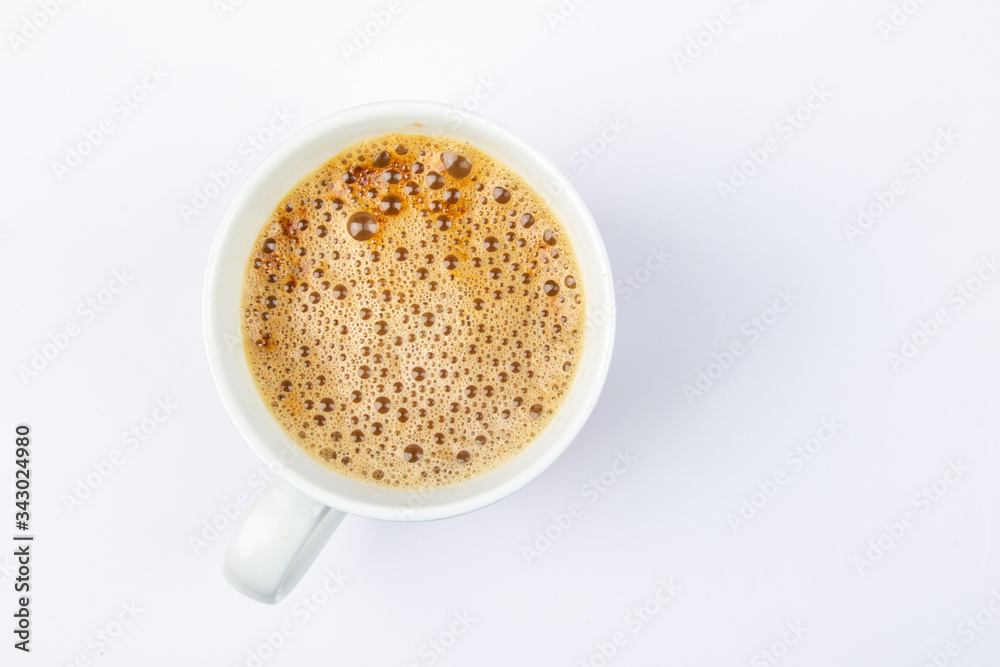 Close up of bubble from coffee on White Background. Close up of bubble from coffee on White Background.