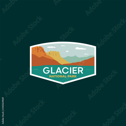 Glacier National Park Logo Badge Badges Icon Vector Illustration