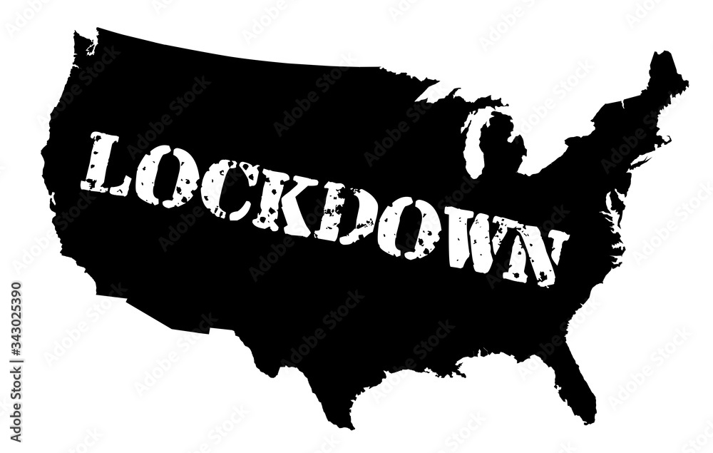USA Map Lockdown Silhouette