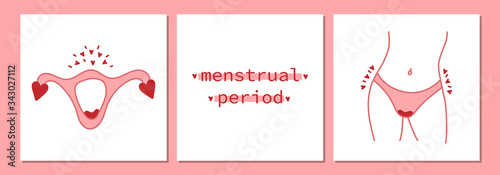 Cute hand drawn elements of women menstruation period theme