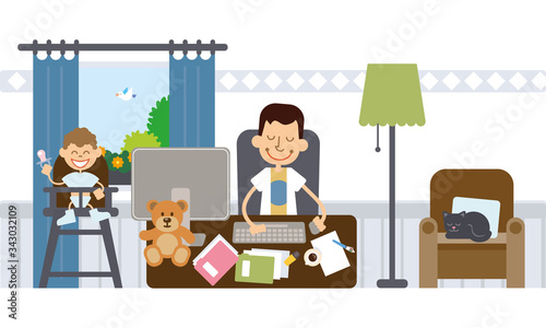 Homme télétravail