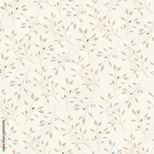 Simple floral seamless pattern. Vector texture on a light background with small flowers for fabric, bedding, print for dress and paper.