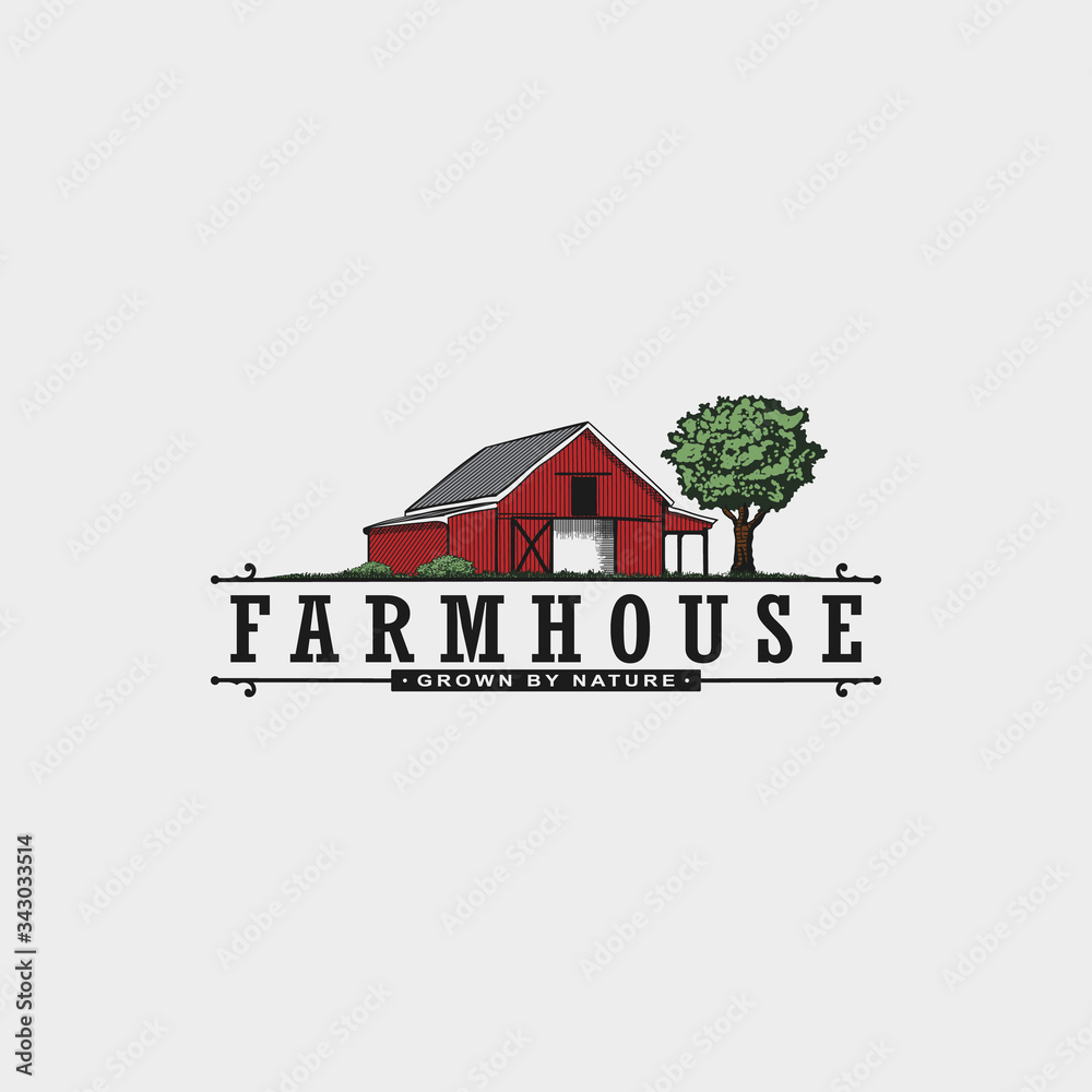 Premium Vector | Tuscany farmhouse concept logo template with farm  landscape label for natural farm products | Logo branding identity, Logo  templates, ? logo