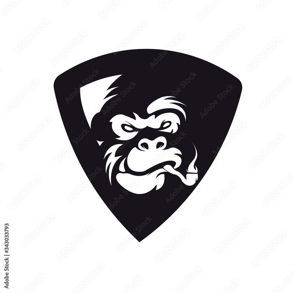 King kong mascot logo silhouette version. King kong logo in sport style, mascot logo illustration design vector King kong mascot logo silhouette version. King kong logo in sport style, mascot logo illustration design vector