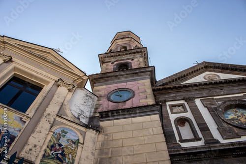 Facade of the church of San Giovanni Battista in Vietri sul Mare, a town on the Amalfi Coast famous for its ceramic works.