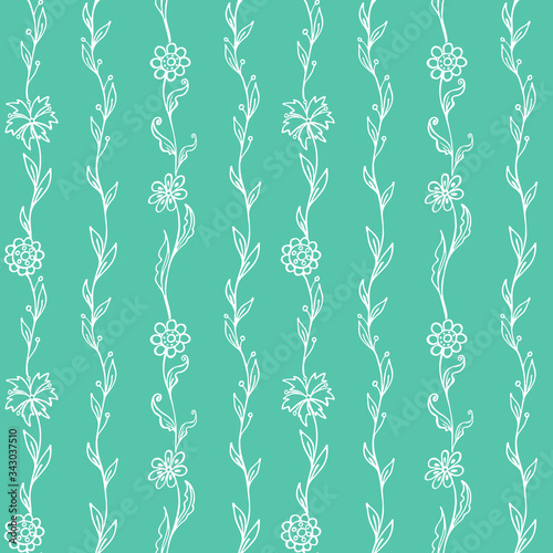 Seamless biskay green floral pattern. Flower spring meadow. Perfect for fabrics print, background, wallpaper. Vector decorative background for your design. Elegant template for fashion prints. photo