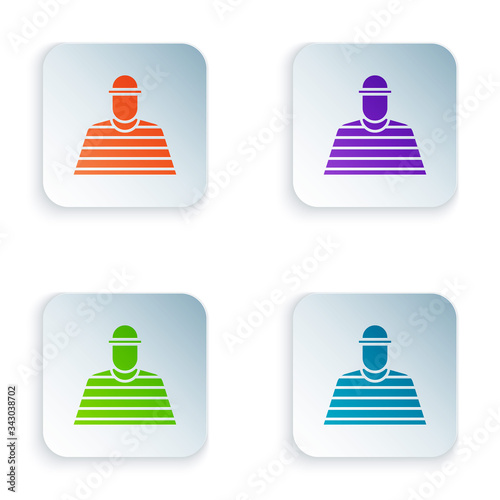 Color Prisoner icon isolated on white background. Set colorful icons in square buttons. Vector Illustration