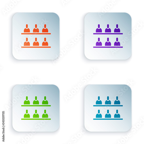 Color Jurors icon isolated on white background. Set colorful icons in square buttons. Vector Illustration
