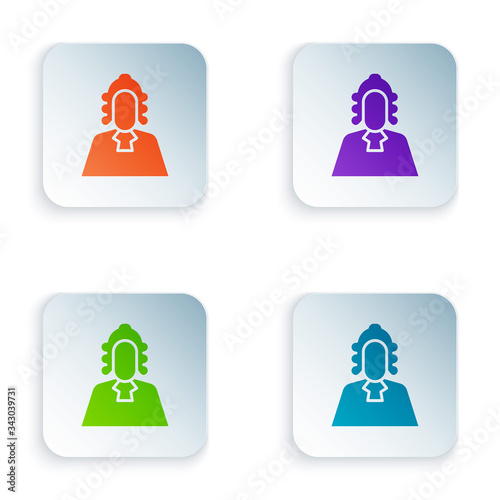 Color Judge icon isolated on white background. Set colorful icons in square buttons. Vector Illustration