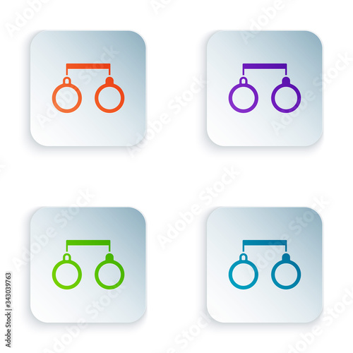 Color Handcuffs icon isolated on white background. Set colorful icons in square buttons. Vector Illustration