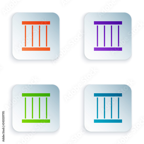 Color Prison window icon isolated on white background. Set colorful icons in square buttons. Vector Illustration
