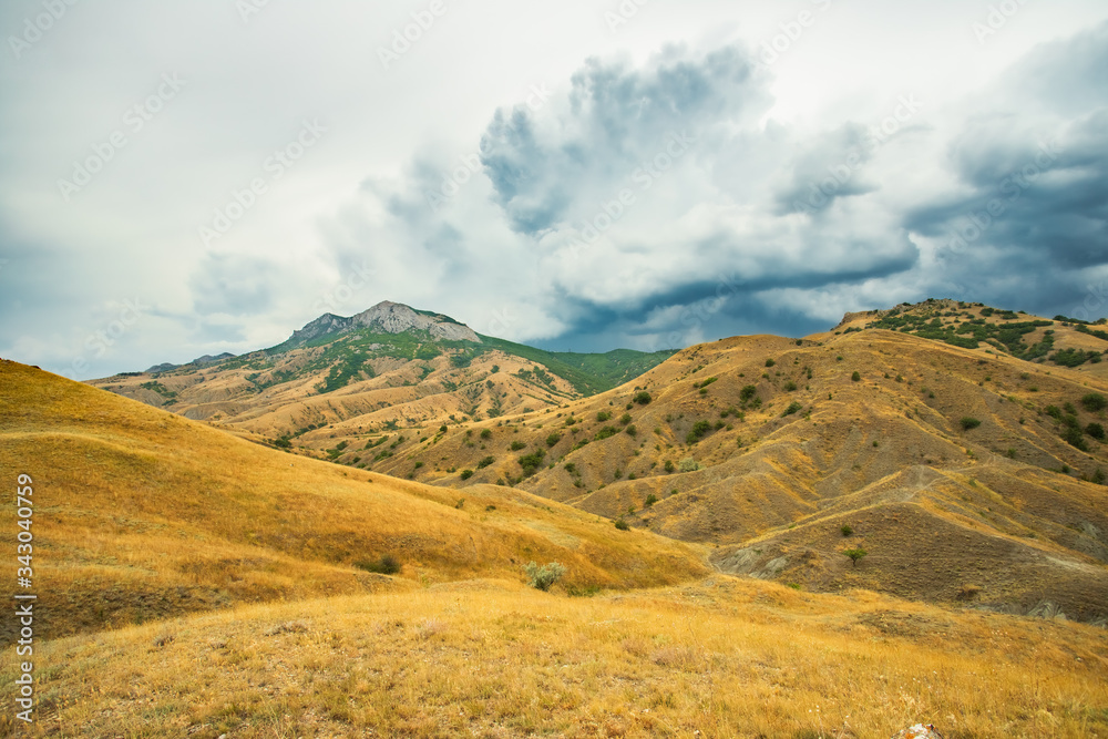 Yechki-Dag Mountain In Morning Summer In Crimea, Russia. Yechki-Dag Mountain In Morning Summer In Crimea, Russia.