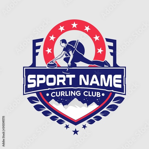 Fotografie, Tablou Modern and elegant Curling Club Sport Logo