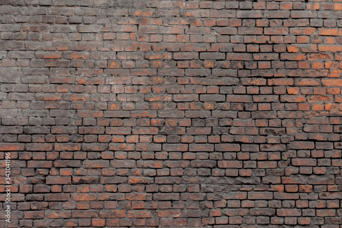 Brick wall. Old orange brick. Horizontal placing.