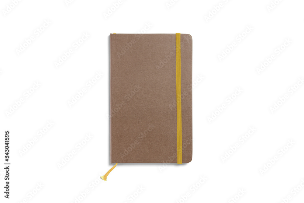 Leather sketchbook with blank cover isolated on white as template for cover design presentation or separate object for your work materials. Leather sketchbook with blank cover isolated on white as template for cover design presentation or separate object for your work materials.