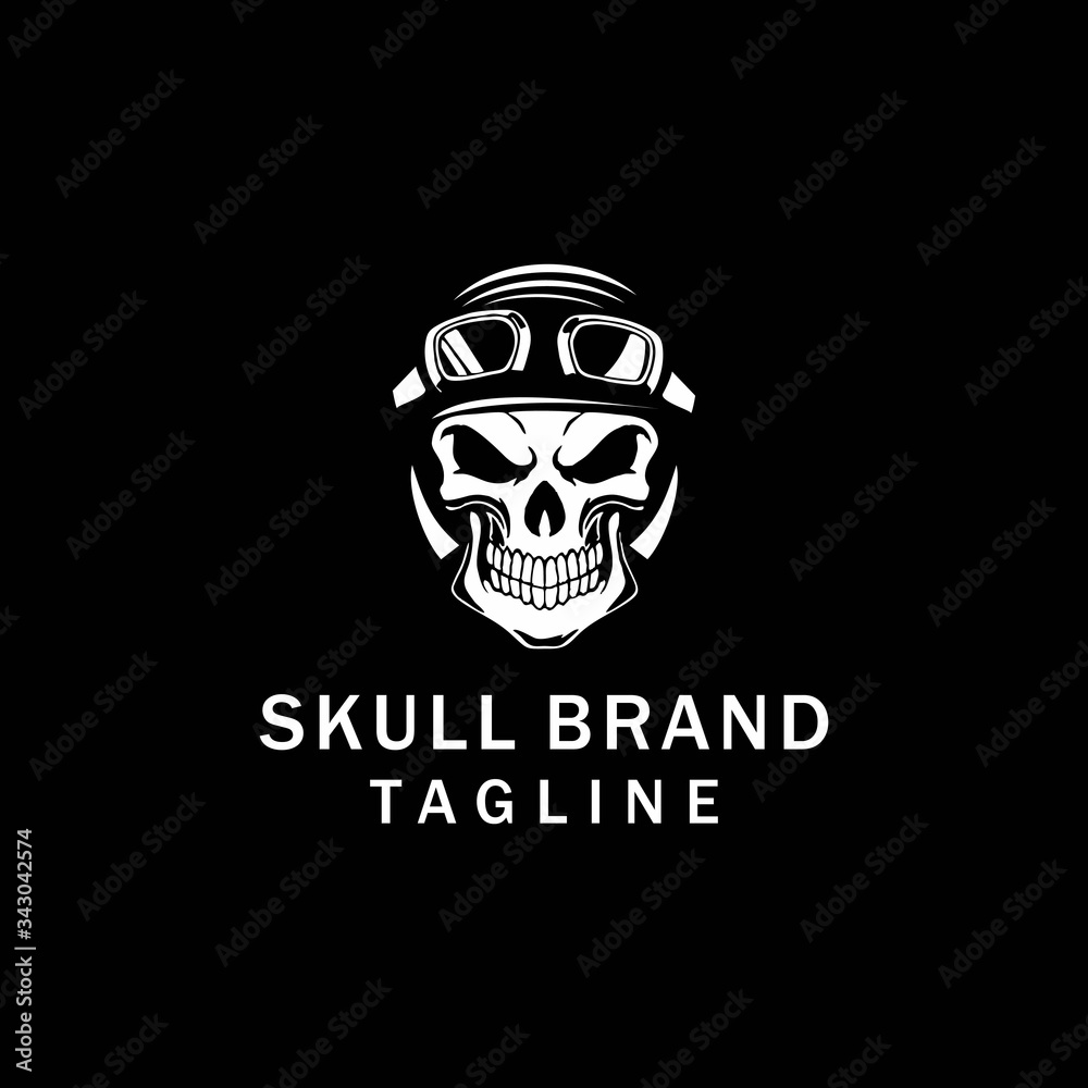 Head Skull Biker Monochrome Logo