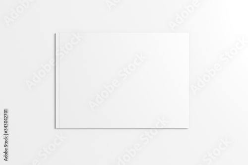 Landscape magazine, brochure with blank soft cover isolated on white. Illustration to showcase your design presentation.