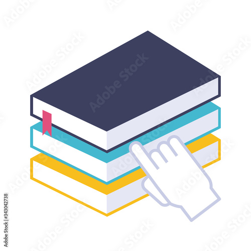 pile electronic books with mouse hand education online flat style
