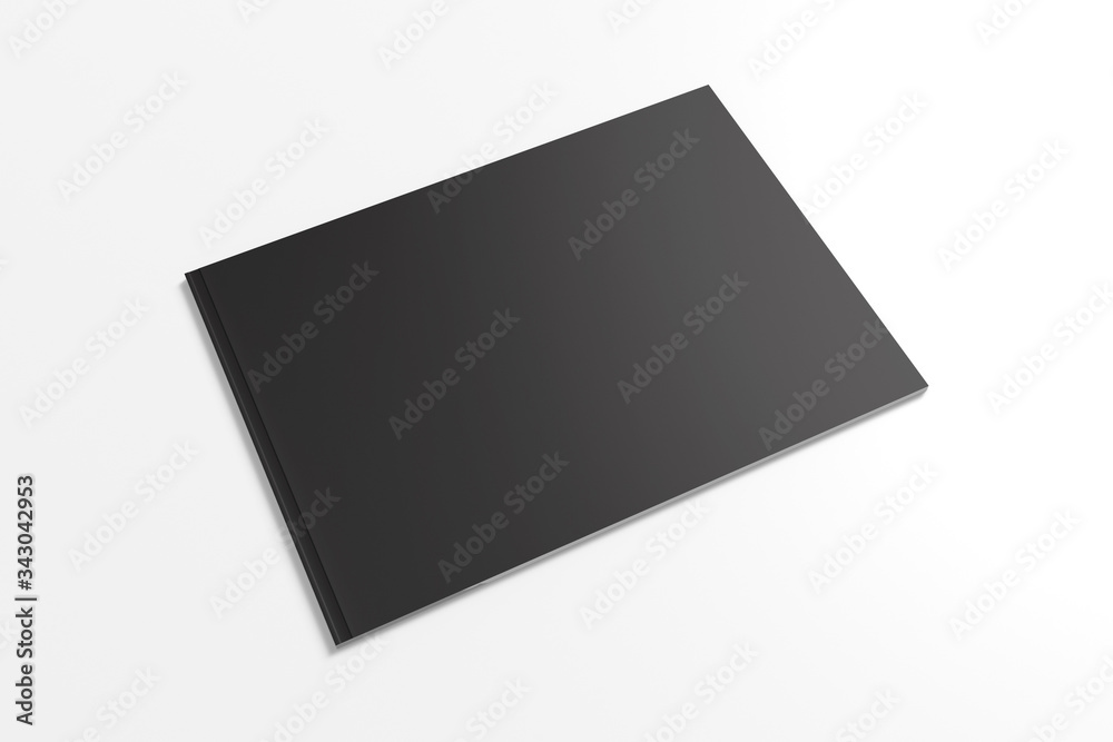 Landscape magazine, brochure with black cover isolated on white. Illustration to showcase your design presentation. Landscape magazine, brochure with black cover isolated on white. Illustration to showcase your design presentation.
