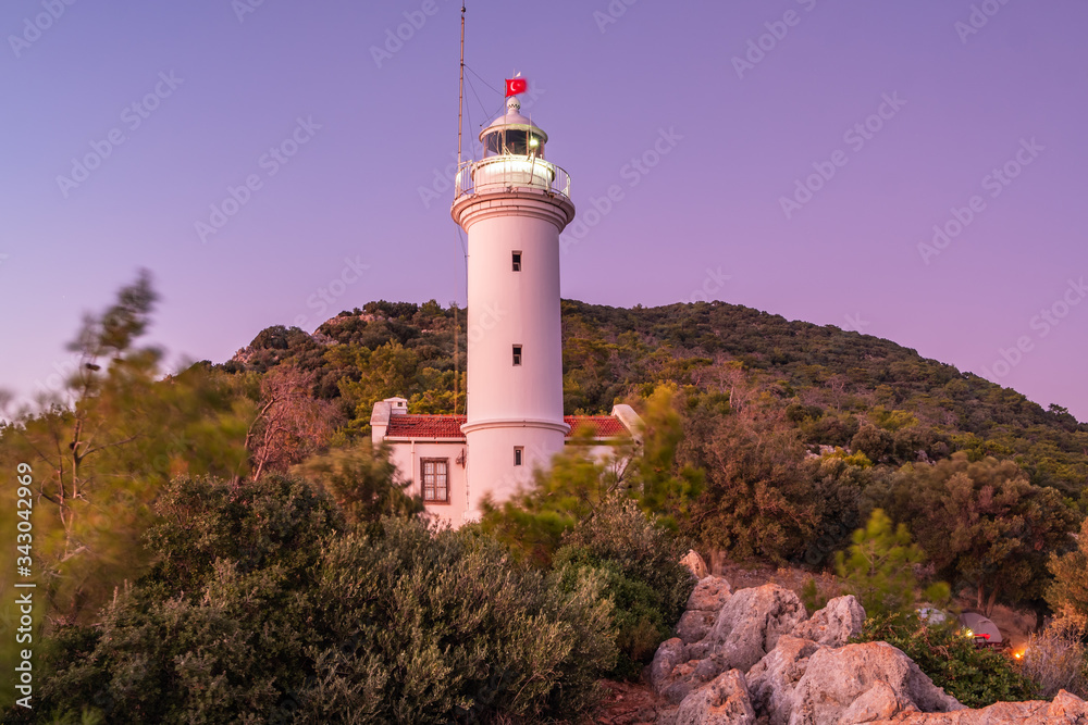 Lighthouse at Gelidonya cape in Mediterranean sea, Antalya.
