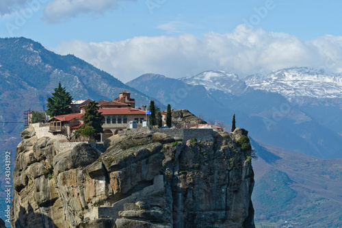 Monastery of Varlaam monastery and Monastery of Rousanou in famous greek tourist destination Meteora in Greece