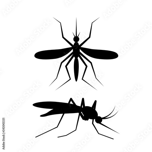 Black mosquito sign drinks blood, vector art