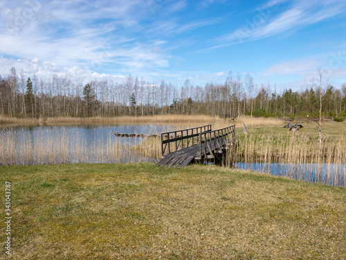 landscape with wooden footbridge