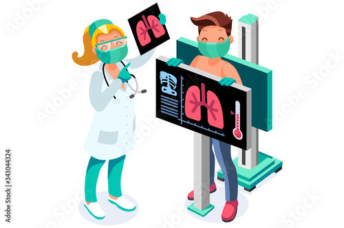 Clinic of medical health, woman medicine. Diagnosis at medicals pharmacies by doctor of clinical healthcare to patient. Hospital, medic pharmacy design. Consultation by the doctors vector illustration