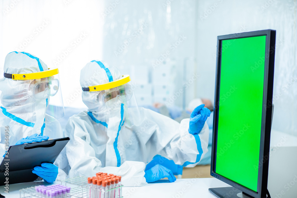 doctors discuss with green screen