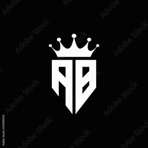 AB logo monogram emblem style with crown shape design template