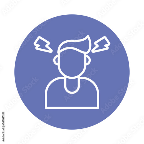 person with headache covid19 symptom block style icon