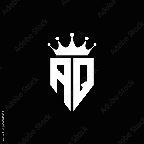 AQ logo monogram emblem style with crown shape design template