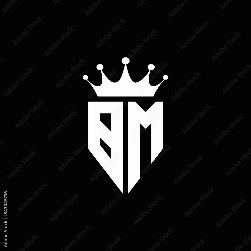 BM logo monogram emblem style with crown shape design template