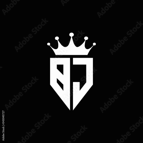 BJ logo monogram emblem style with crown shape design template