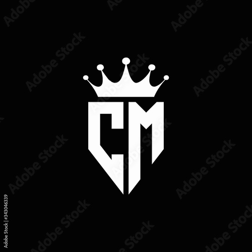 CM logo monogram emblem style with crown shape design template