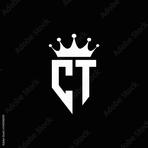 CT logo monogram emblem style with crown shape design template